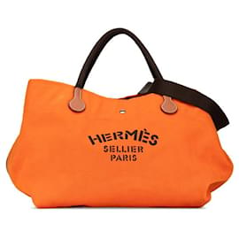 Hermès-Hermes Toile Fourre Tout du Cavalier Canvas Shoulder Bag in Excellent condition-Orange