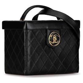 Chanel-Chanel CC Vanity Case Leather Shoulder Bag in Good condition-Black