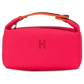 Hermès-Hermes Hermes Toile Bride-A-Brac Travel Case GM Canvas Handbag in Excellent condition-Pink