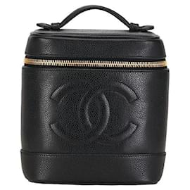 Chanel-Chanel CC Caviar Vanity Case Leather Handbag in Good condition-Black