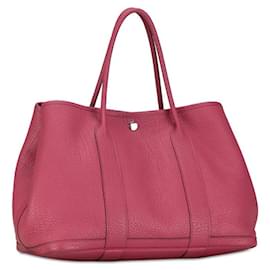 Hermès-Sac à main Hermes Garden Party PM en négoce rose violet en très bon état-Violet