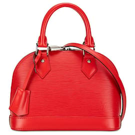 Louis Vuitton-Sac à main en cuir Louis Vuitton Alma BB M41160 en très bon état-Rouge