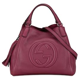 Gucci-Gucci Interlocking G Soho Hobo Bag   Leather Handbag 336751 in excellent condition-Purple
