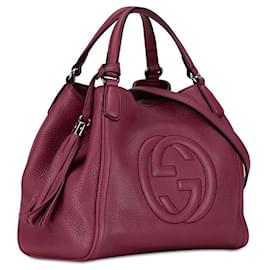 Gucci-Gucci Interlocking G Soho Hobo Bag   Leather Handbag 336751 in excellent condition-Purple