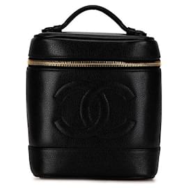 Chanel-Chanel CC Caviar Vanity Case Leather Vanity Bag in Excellent condition-Black