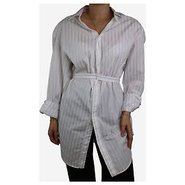 Alaïa Camicia gessata bianca a maniche lunghe - taglia FR 42 Altro