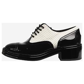 Chanel-Black patent leather heeled brogues - size EU 38-Black