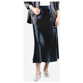 The row Dunkelblauer Midirock aus Seidensatin – Größe UK 12 Blau