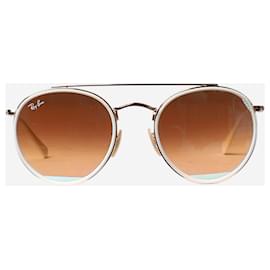 Autre Marque-White round double bridge sunglasses - size-White
