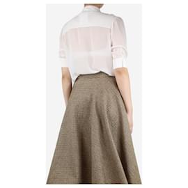 Givenchy-Cream sheer silk ruffled blouse - size UK 8-Cream
