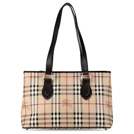 Burberry-Burberry Brown Haymarket Check Tote-Brown,Beige