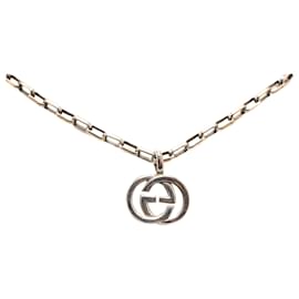 Gucci-Gucci Silver Interlocking G Pendant Necklace-Silvery