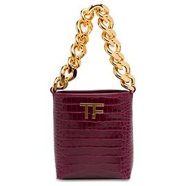 Bolsa balde com corrente em relevo mini crocodilo roxo Tom Ford Roxo