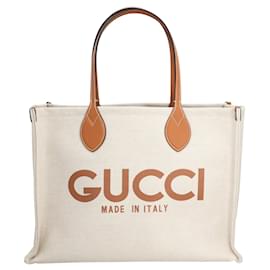 Gucci-Gucci Tote Bag With Gucci Print Beige-Brown,Beige