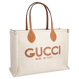 Gucci-Gucci Tote Bag With Gucci Print Beige-Brown,Beige