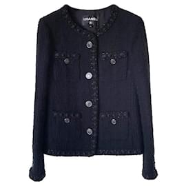 Chanel-Nouvelle veste en tweed noir emblématique Paris ROME.-Noir