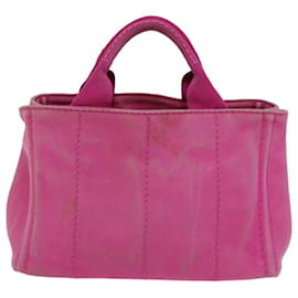 Prada-PRADA Canapa PM Hand Bag Canvas 2way Pink Auth 76984-Pink