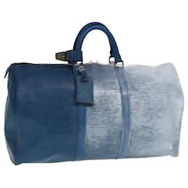 Louis Vuitton-Louis Vuitton Epi Keepall 50 Boston Bag Blue M42965 LV Auth 76630-Blue