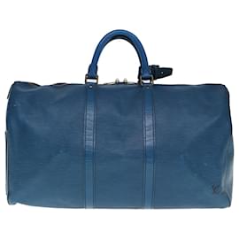 Louis Vuitton-Louis Vuitton Epi Keepall 50 Boston Bag Blue M42965 LV Auth 76630-Blue