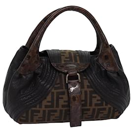 Fendi-FENDI Zucca Canvas Spy bag Hand Bag Brown Black Auth yk12800-Brown,Black