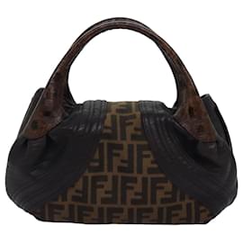 Fendi-FENDI Zucca Canvas Spy bag Hand Bag Brown Black Auth yk12800-Brown,Black