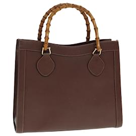 Gucci-GUCCI Bamboo Tote Bag Leather Brown 002 1186 0269 Auth ep4413-Brown