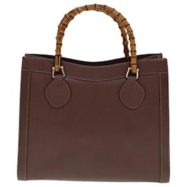 Gucci-GUCCI Bamboo Tote Bag Leather Brown 002 1186 0269 Auth ep4413-Brown
