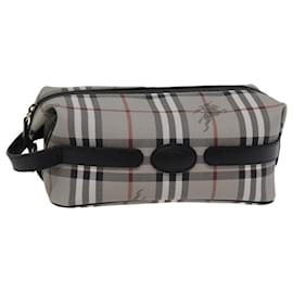 Autre Marque-Burberrys Nova Check Clutch Bag PVC Gray Auth 77007-Grey