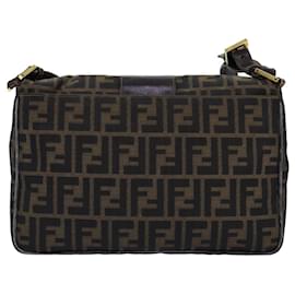 Fendi-FENDI Sac à bandoulière en toile Zucca Noir Marron Auth ep4406-Marron,Noir