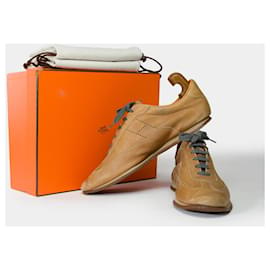 Hermès-HERMES Shoe in Beige Leather - 101921-Beige