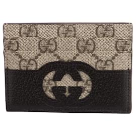 Gucci-Gg supreme card holder-Beige
