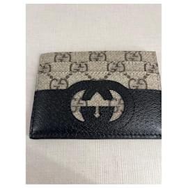 Gucci-Gg supreme card holder-Beige