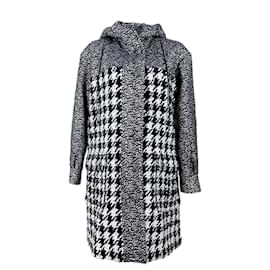 Chanel-Nouveau manteau de parka en tweed avec boutons en bijoux CC-Noir