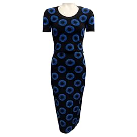 Alexander Mcqueen-Alexander McQueen Black / Blue Iris Jacquard Knit Skirt and Top Set-Black