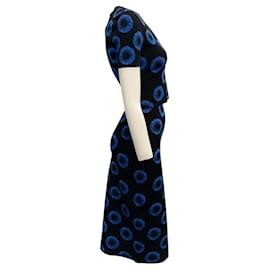 Alexander Mcqueen-Alexander McQueen Black / Blue Iris Jacquard Knit Skirt and Top Set-Black