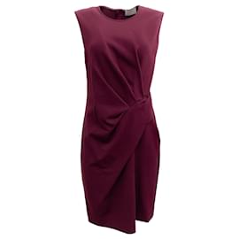 Lanvin-Lanvin Burgundy Sleeveless Ruched Dress-Red