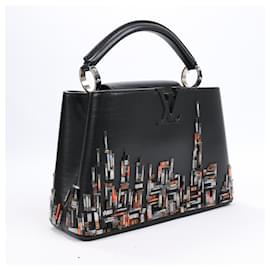 Louis Vuitton-Louis Vuitton Smooth Calfskin Beaded Skyline Soho Capucines BB 2Way Handbag in Black-Black
