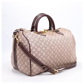 Louis Vuitton-Louis Vuitton Burgundy Monogram Mini Lin Canvas Speedy Bandoulière 30 handbag M56704-Beige