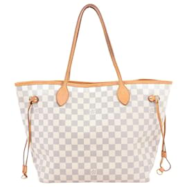 Louis Vuitton-Louis Vuitton Damier Azur Neverfull Tote MM Shoulder Bag N51107-Beige