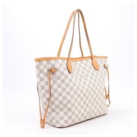 Louis Vuitton-Louis Vuitton Damier Azur Neverfull Tote MM Shoulder Bag N51107-Beige