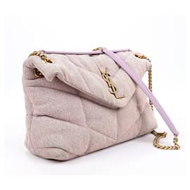 Saint Laurent-Saint Laurent Paris Canvas Monogram Medium Loulou Chain Bolsa de ombro em rosa 577476-Rosa