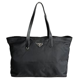 Prada-Prada Shopper shoulder bag in black nylon-Black