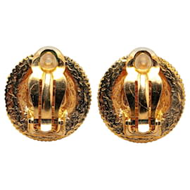 Chanel-Chanel Gold Gold Plated CC Clip on Earrings-Golden