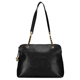 Chanel-Chanel Black CC Caviar Shoulder Bag-Black