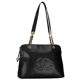 Chanel-Chanel Black CC Caviar Shoulder Bag-Black