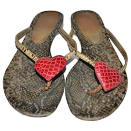 Dolce & Gabbana Python Print Leather Flip-Flops 39 Multiple colors