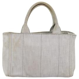 Prada-PRADA Canapa PM Hand Bag Canvas 2way White Auth 77362-White