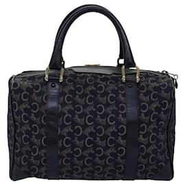 Céline-CELINE C Macadam Canvas Boston Bag Navy Auth 76140-Navy blue