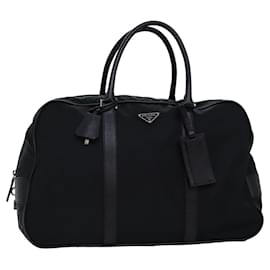 Prada-PRADA Boston Bag Nylon Black Auth 77085-Black