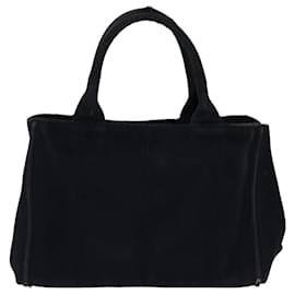 Prada-PRADA Canapa PM Hand Bag Canvas 2way Black Auth 77364-Black